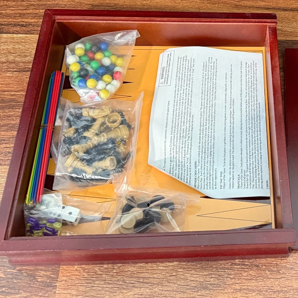 TRADITIONS 11 Game Set Distinctive Wood Cabinet